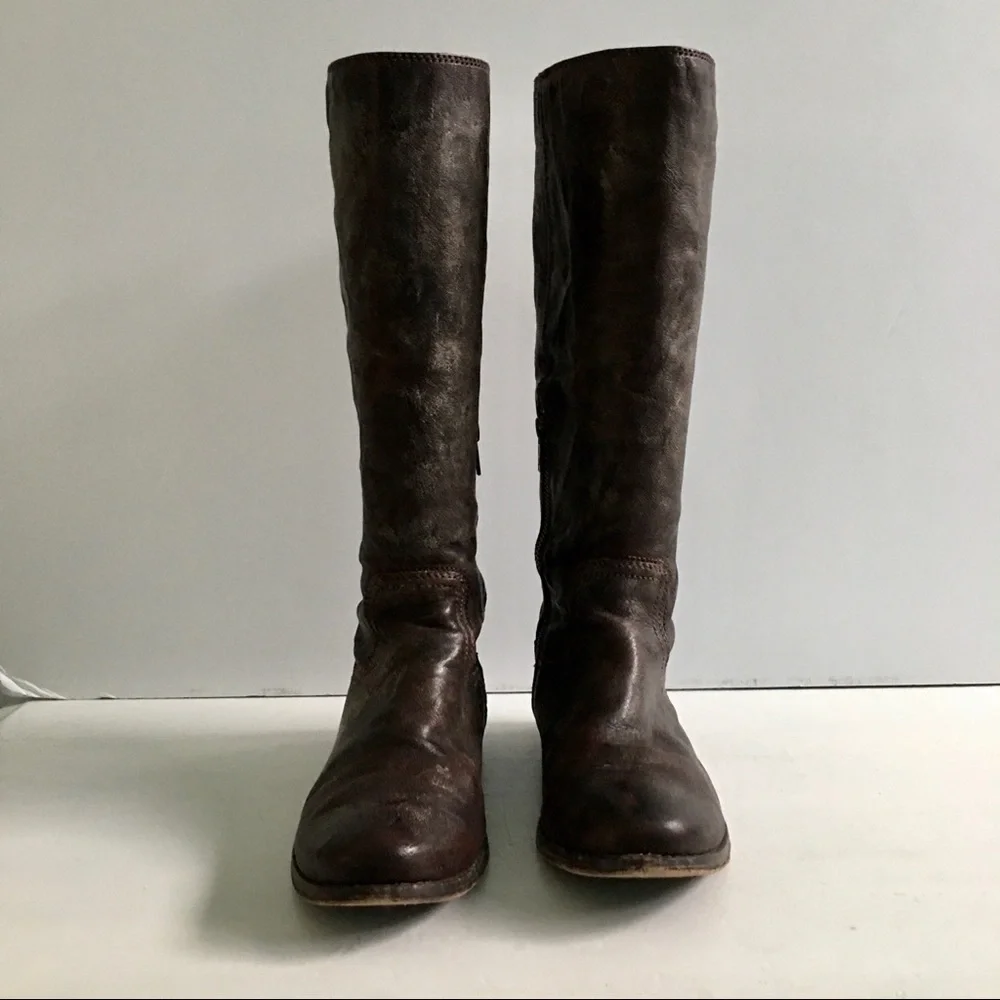 Frye Anna Inside Zip Chocolate Knee High Boots